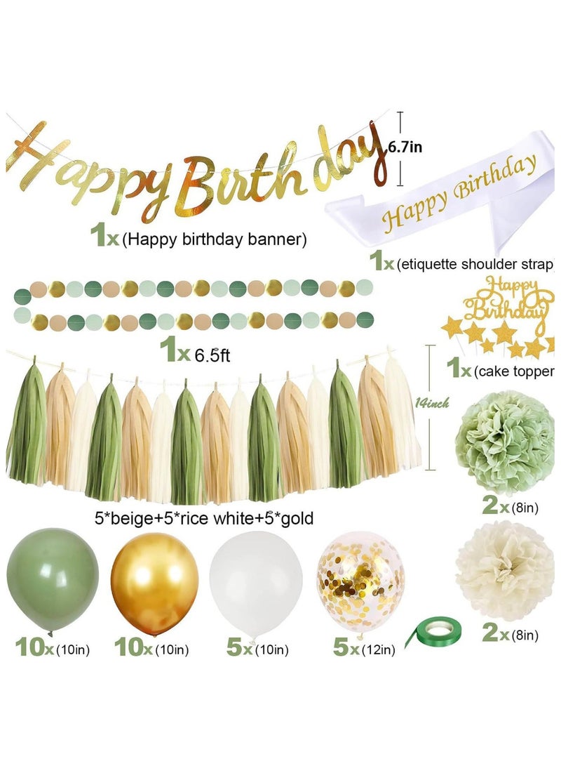 Multicolour Birthday Party Balloon Set, 53 PCS Birthday Decorations, Include Paper Hanging Birthday Banner, Confetti Balloon, Tissue Pompoms, Party Decoration Ambiance Set for Graduation, Baby Shower, Wedding, Birthday - Image 2