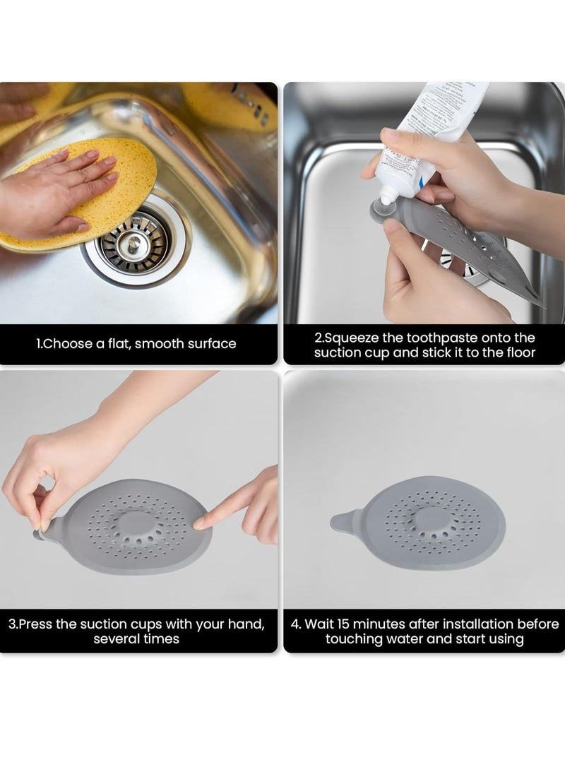 Oasisgalore 2 Pcs Silicone Drain Protector with Sucker，Hair Catcher Shower Drain Cover for Bathtub Kitchen  - Image 5