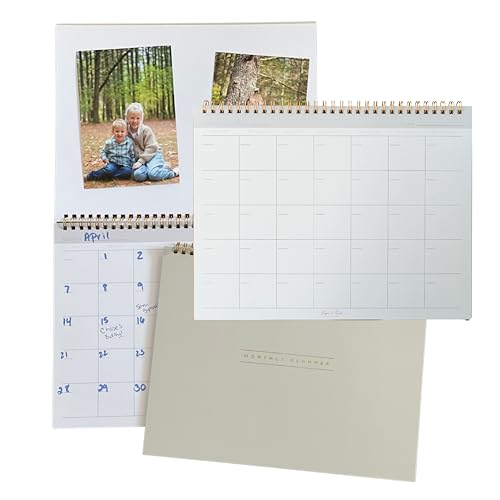 Paper 'n Such- Blank Calendar, Undated Monthly Planner, Simple Desk Agenda -DIY Custom Scrapbook for Photos -15 Sheets, Spiral Bound, Large 8.5x11", Customizable for Home, Office, or School - Image 1