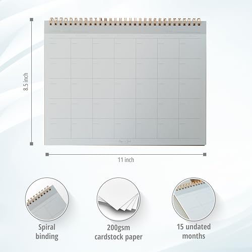 Paper 'n Such- Blank Calendar, Undated Monthly Planner, Simple Desk Agenda -DIY Custom Scrapbook for Photos -15 Sheets, Spiral Bound, Large 8.5x11", Customizable for Home, Office, or School - Image 5