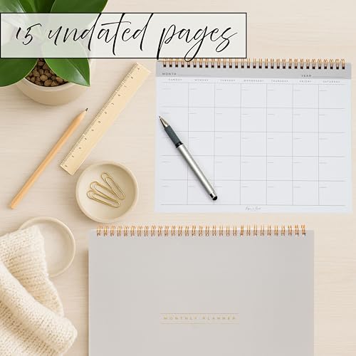 Paper 'n Such- Blank Calendar, Undated Monthly Planner, Simple Desk Agenda -DIY Custom Scrapbook for Photos -15 Sheets, Spiral Bound, Large 8.5x11", Customizable for Home, Office, or School - Image 4