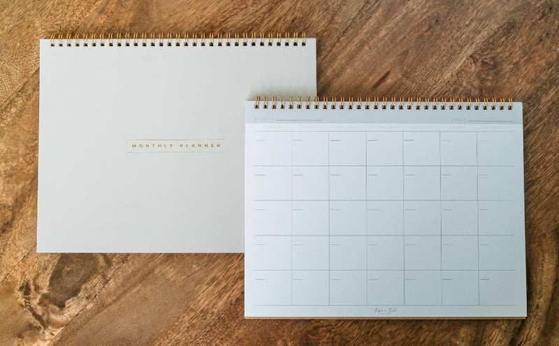 Paper 'n Such- Blank Calendar, Undated Monthly Planner, Simple Desk Agenda -DIY Custom Scrapbook for Photos -15 Sheets, Spiral Bound, Large 8.5x11", Customizable for Home, Office, or School - Image 2