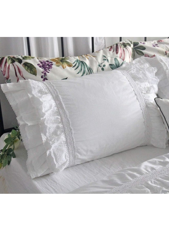 QSH Queen's House Wahsed Cotton Bed Sheet Set Queen White 180920-white03 sheet-queen - Image 3