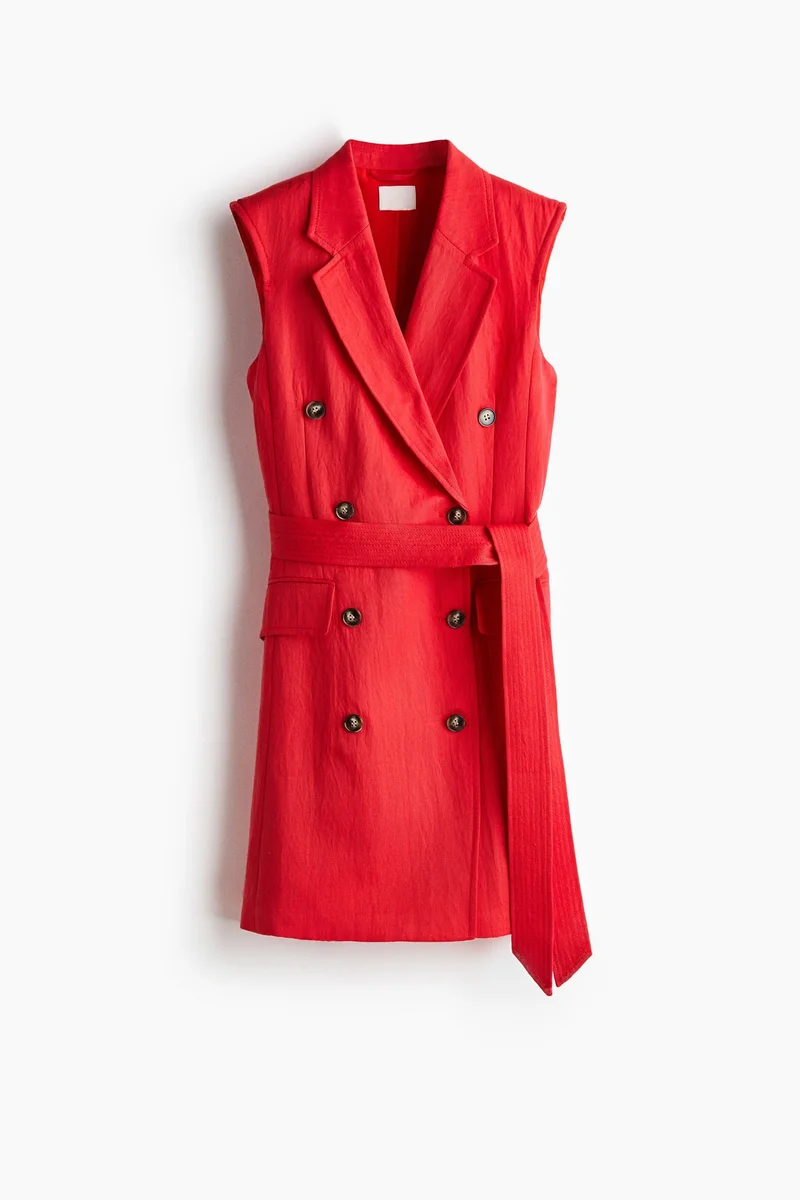 Linen-blend blazer dress