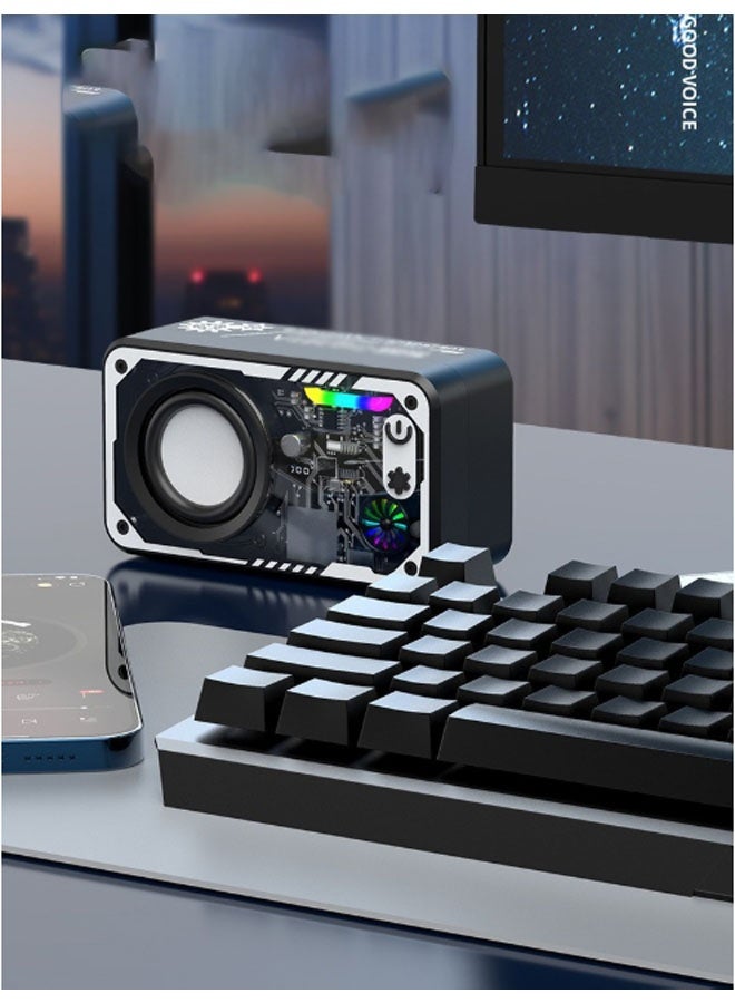 نيوترل مكبر صوت لاسلكي Bluetooth V1 Cyber Esports، مكبر صوت عالي الطاقة 10 وات، إضاءة RGB نابضة بالحياة، تشغيل الموسيقى، استقبال المكالمات. مثالي للألعاب الإلكترونية والأفلام وحفلات أعياد الميلاد والتجمعات الخارجية ومناسبات تناول الطعام. (أسود) - Image 2