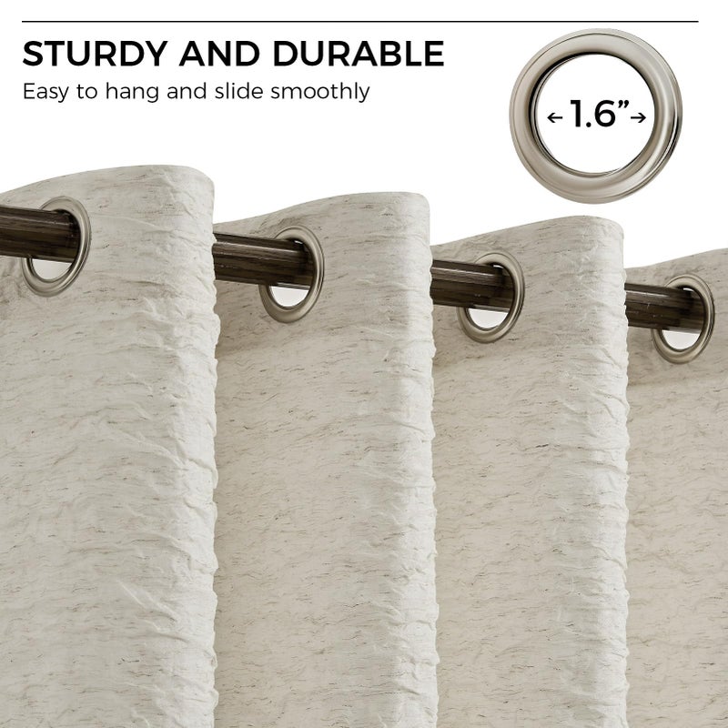 BULBUL Linen Curtains 96 inches Long for Living Room,2 Panels Farmhouse Modern Semi Sheer Light Filtering Window Curtains,Neutral Farmhouse Country Boho Bedroom Curtain Drapes - Image 3