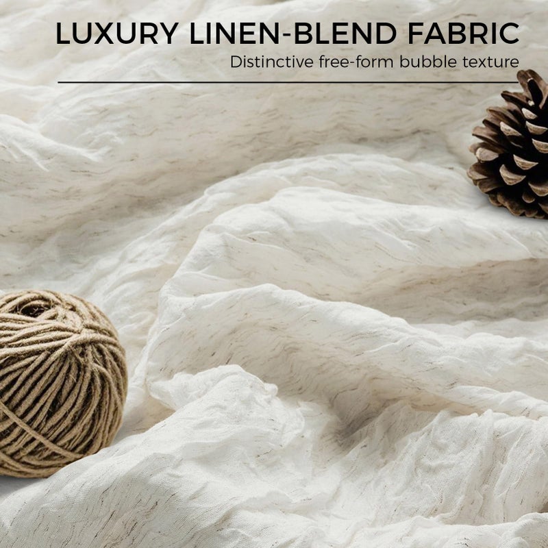 BULBUL Linen Curtains 96 inches Long for Living Room,2 Panels Farmhouse Modern Semi Sheer Light Filtering Window Curtains,Neutral Farmhouse Country Boho Bedroom Curtain Drapes - Image 4
