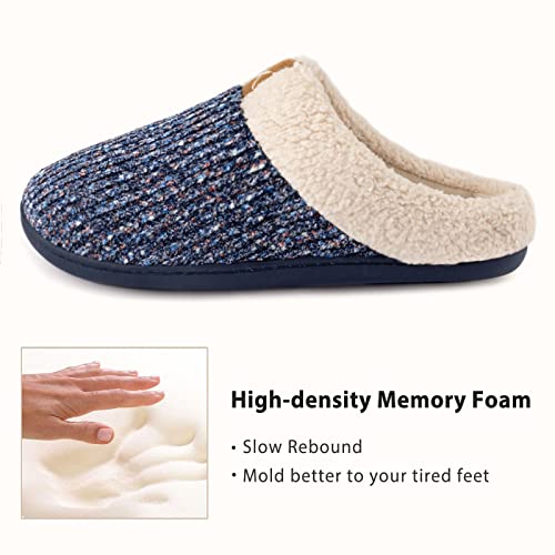 ULTRAIDEAS Women's Indoor Bedroom Slipper with Memory Foam, Gift for Women, Wool-Like House Shoe with Anti-Skid Rubber Sole for Ladies (9-10, Light Blue) - Image 2