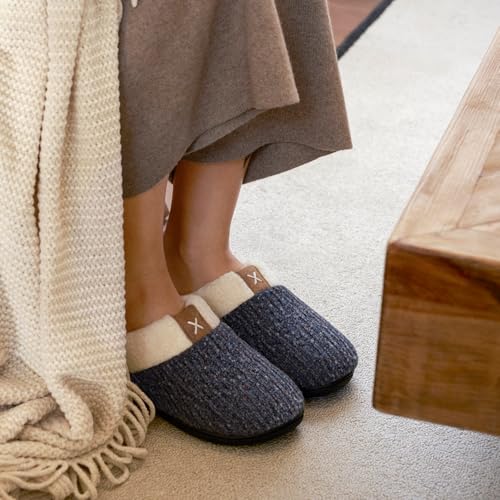 ULTRAIDEAS Women's Indoor Bedroom Slipper with Memory Foam, Gift for Women, Wool-Like House Shoe with Anti-Skid Rubber Sole for Ladies (9-10, Light Blue) - Image 5