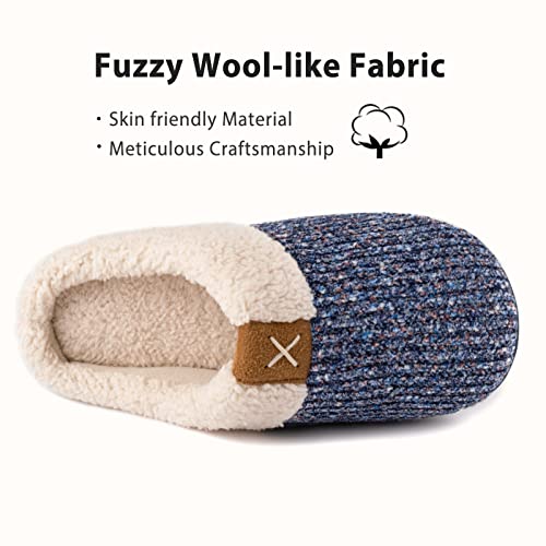 ULTRAIDEAS Women's Indoor Bedroom Slipper with Memory Foam, Gift for Women, Wool-Like House Shoe with Anti-Skid Rubber Sole for Ladies (9-10, Light Blue) - Image 3