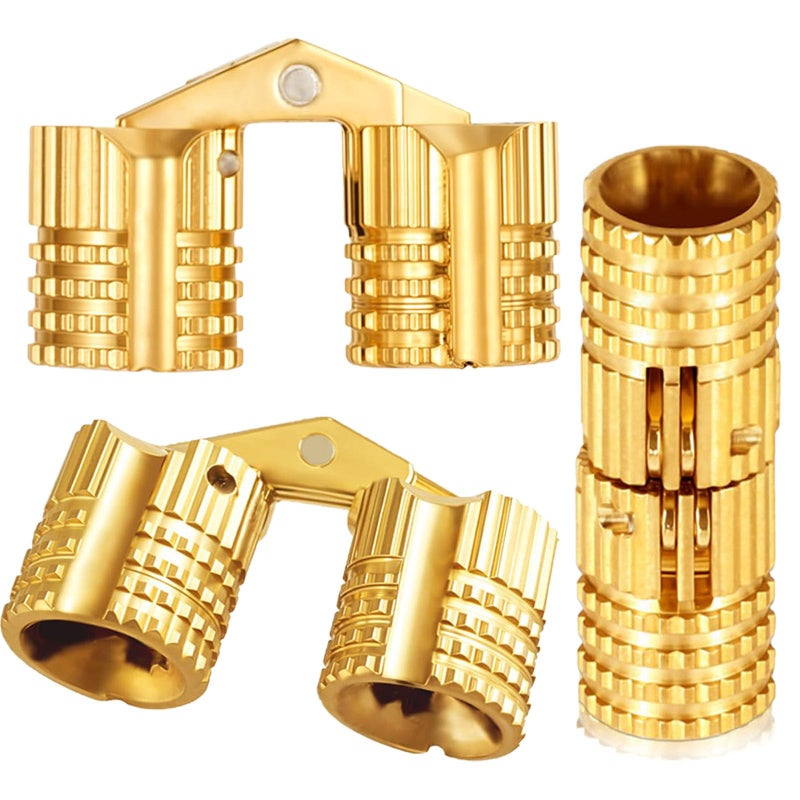 Fifatopo Hidden Brass Barrel Hinges,Hidden Invisible Cabinet Furniture Hinges, 180 Degree Opening,8mm, 8-Piece Set for Jewelry Box Crafting - Image 1