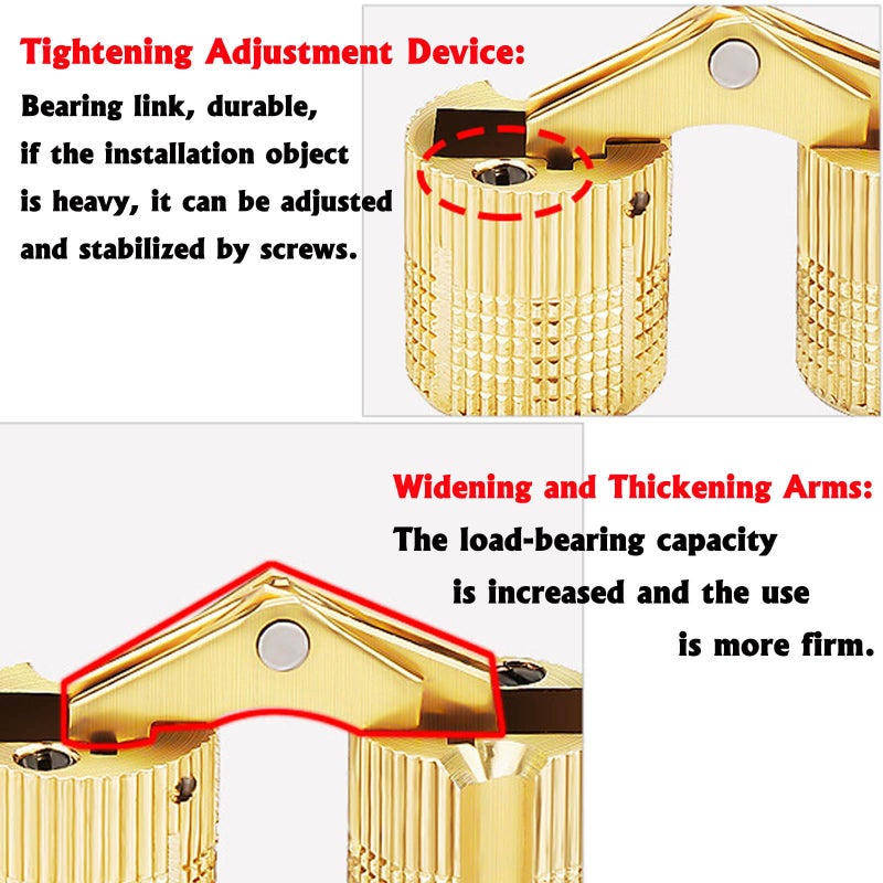 Fifatopo Hidden Brass Barrel Hinges,Hidden Invisible Cabinet Furniture Hinges, 180 Degree Opening,8mm, 8-Piece Set for Jewelry Box Crafting - Image 4