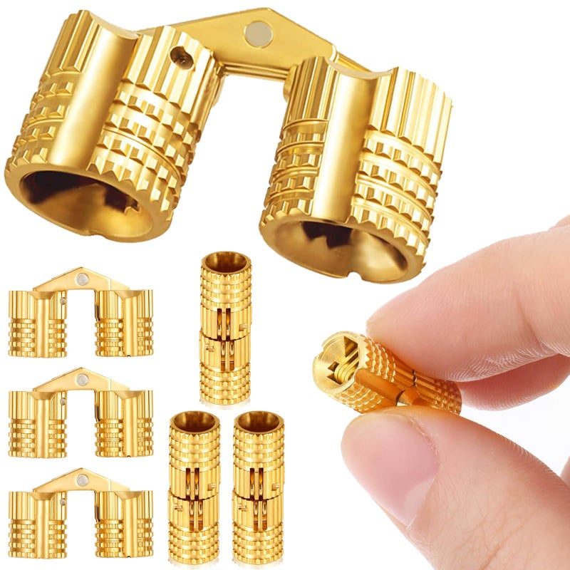 Fifatopo Hidden Brass Barrel Hinges,Hidden Invisible Cabinet Furniture Hinges, 180 Degree Opening,8mm, 8-Piece Set for Jewelry Box Crafting - Image 5