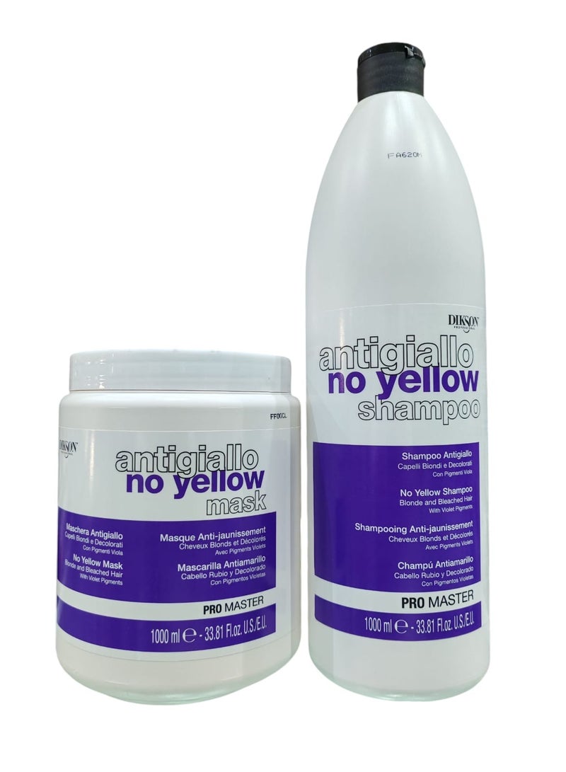 ديكسون شامبو 1000مل للشعر الأشقر والمصبوغ وماسك 1000 مل تعمل على معادلة الأصباغ الصفراء غير المرغوب - Image 1