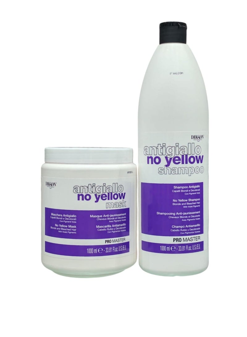 ديكسون شامبو 1000مل للشعر الأشقر والمصبوغ وماسك 1000 مل تعمل على معادلة الأصباغ الصفراء غير المرغوب - Image 2