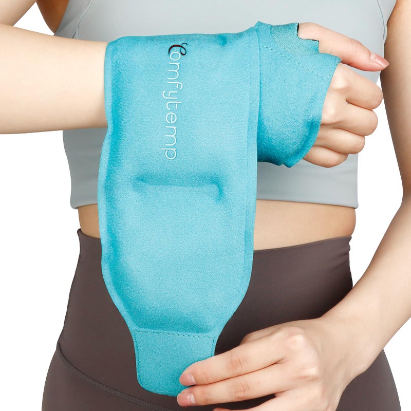 Comfytemp Wrist Ice Pack Wrap for Carpal Tunnel Relief FSA HSA Approved Wrist Brace for Hands Pain Gel Ice Packs for Injuries Reusable Hot Cold Compression for Achilles Tendonitis Tenosynovitis