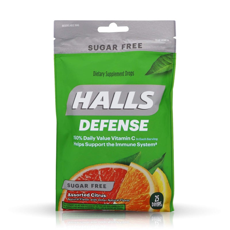 Halls Halls Defense Vitamin C Drops Sugar Free Assorted Citrus 25 ct Pack of 4