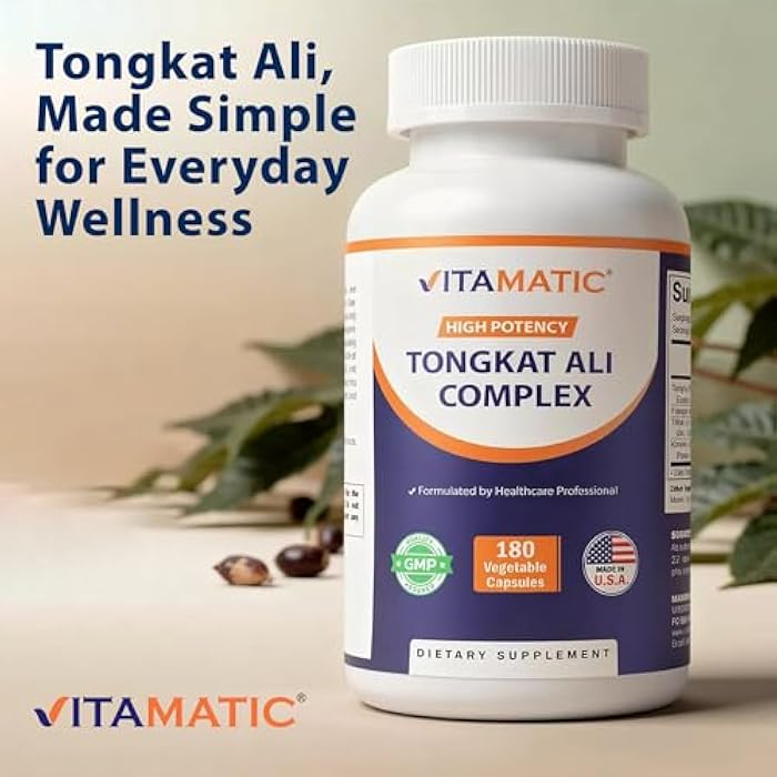 Vitamatic Tongkat Ali Extract 200 :1 Extract for Men (Longjack) Eurycoma Longifolia - 1800 mg Per Serving - Made with Fadogia Agrestis 20:1 Extract, Tribulus 95% & Panax Ginseng - 180 Capsules - Image 4
