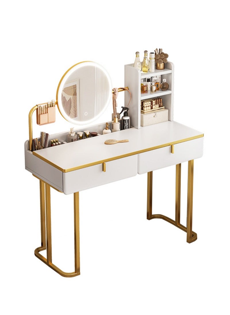 Sharpdo Dresser Desk Modern Bedroom  Vanities Table with LED Mirror and Dual Drawer Storage Make Up Dressing Table for Girls Women 100*41*120cm  - Image 3