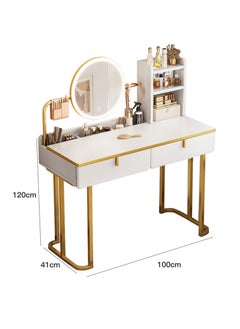 Sharpdo Dresser Desk Modern Bedroom  Vanities Table with LED Mirror and Dual Drawer Storage Make Up Dressing Table for Girls Women 100*41*120cm  - Image 4