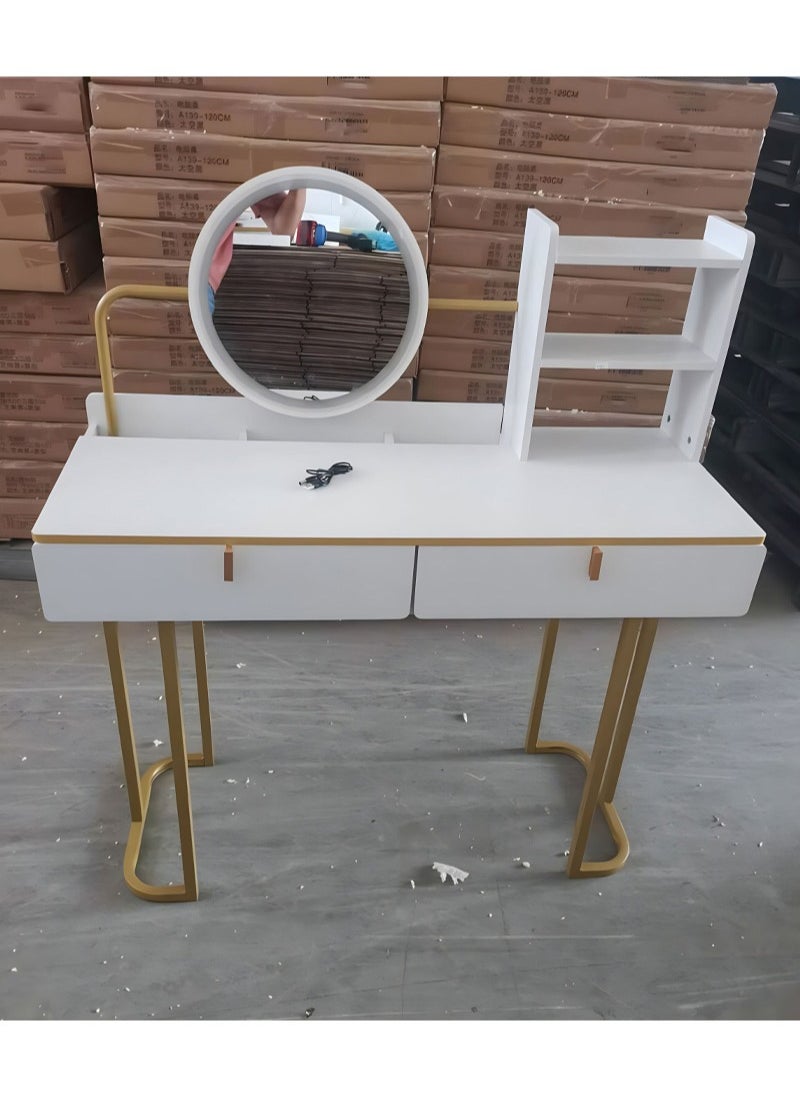 Sharpdo Dresser Desk Modern Bedroom  Vanities Table with LED Mirror and Dual Drawer Storage Make Up Dressing Table for Girls Women 100*41*120cm  - Image 5