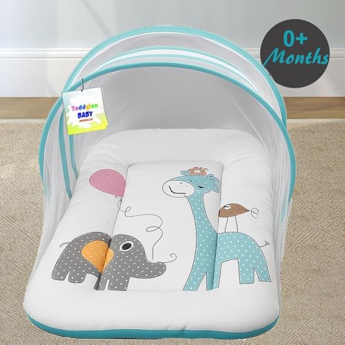 Toddylon Baby Bedding Set New Born Baby Bed | Bed | Mattress | Mosquito Net | Insect Protector | Infants Carry Bed | Gadda Set (0-6 Months, Blue) - Image 4