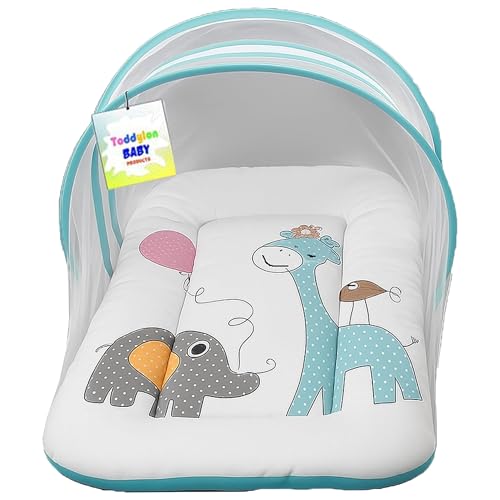 Toddylon Baby Bedding Set New Born Baby Bed | Bed | Mattress | Mosquito Net | Insect Protector | Infants Carry Bed | Gadda Set (0-6 Months, Blue) - Image 1