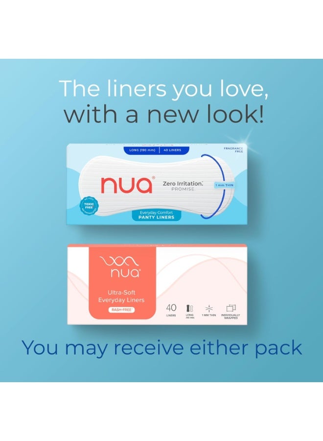 Nua Everyday Comfort Panty Liner for Women Daily Use | Pack of 40 liners 190mm | For White Discharge, Spotting & Non Period Leakages | Individually Wrapped | Zero Irritation | Super-thin | Stays in Place | Instant Absorption | Softest Top sheet | 100% Toxic-Free | Panty Liner Pads Sanitary Napkins - Image 5