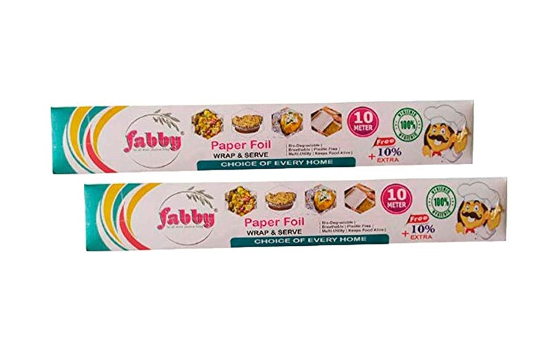Fabby PAPER FOIL Ready to use Perfect Cut Size Breathable Plastic Free Wrap Roti Parantha Sandwich Rolls Burgers Perfect for Packing Food Paper 10 mtr Pack of 2 - Image 1