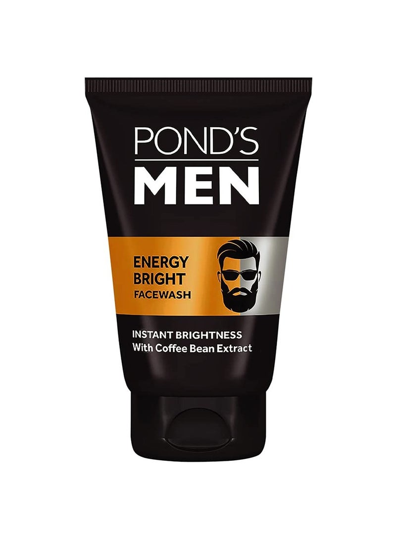 Pond's Pond’s Men, Energy Bright Facewash, 100g, for Instant Brightness, with Coffee Bean Extract & Menthol, Anti-Dullness & Brightening Face Wash, Specially Developed for Men - Image 1