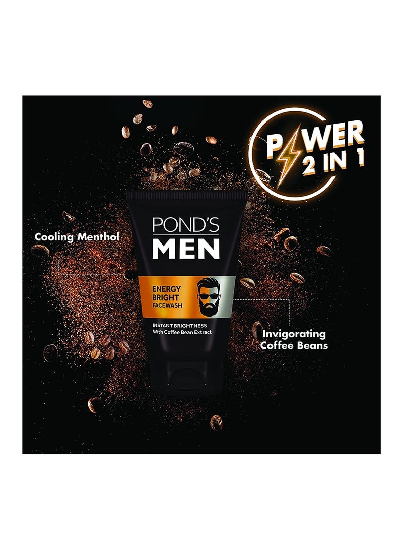 Pond's Pond’s Men, Energy Bright Facewash, 100g, for Instant Brightness, with Coffee Bean Extract & Menthol, Anti-Dullness & Brightening Face Wash, Specially Developed for Men - Image 3
