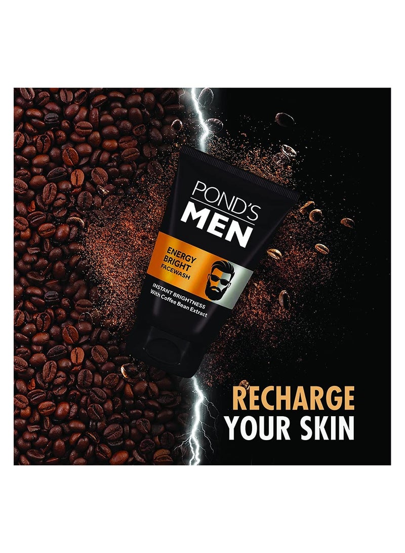 Pond's Pond’s Men, Energy Bright Facewash, 100g, for Instant Brightness, with Coffee Bean Extract & Menthol, Anti-Dullness & Brightening Face Wash, Specially Developed for Men - Image 2