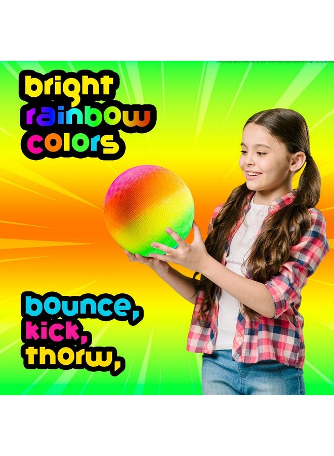 Bedwina Rainbow Playground Ball - 8.5Inch (Pack of 1) Rubber Bouncy Inflatable Balls for Kids and Adults, Indoor and Outdoor Games, Kickball, Dodgeball, Four Square, and More - Image 2