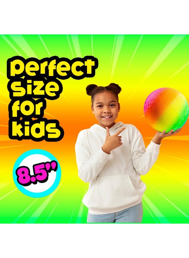 Bedwina Rainbow Playground Ball - 8.5Inch (Pack of 1) Rubber Bouncy Inflatable Balls for Kids and Adults, Indoor and Outdoor Games, Kickball, Dodgeball, Four Square, and More - Image 3