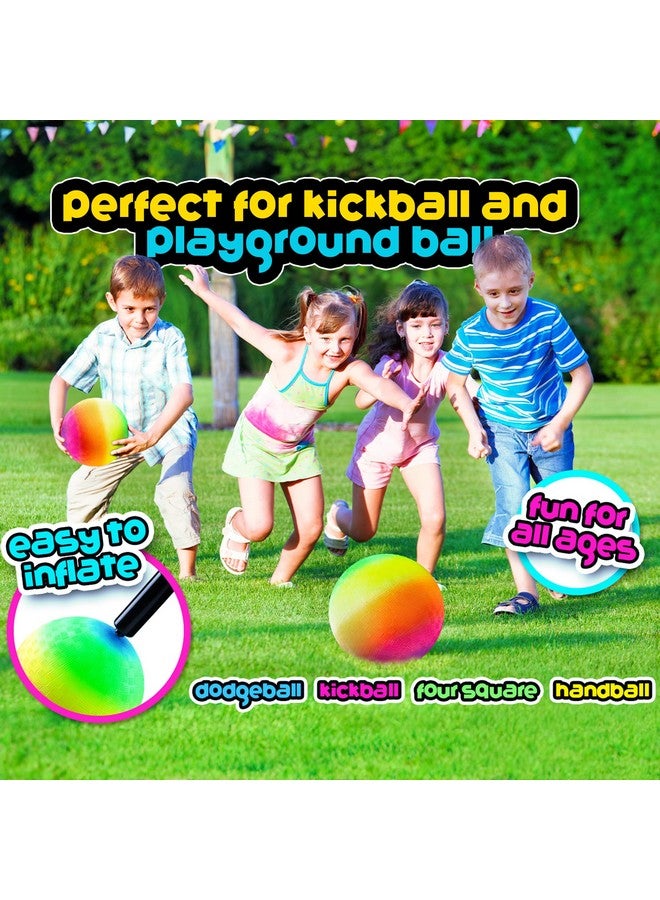 Bedwina Rainbow Playground Ball - 8.5Inch (Pack of 1) Rubber Bouncy Inflatable Balls for Kids and Adults, Indoor and Outdoor Games, Kickball, Dodgeball, Four Square, and More - Image 4