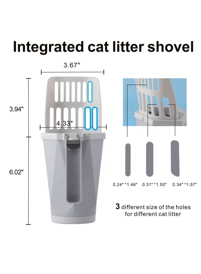 SYOSI Cat Litter Scooper, 3 in 1 Cat Litter Scoop with Waste Can and 150 Refill Bags, Portable Integrated Large Capacity Cat Litter Scooper with Sifting - Image 5