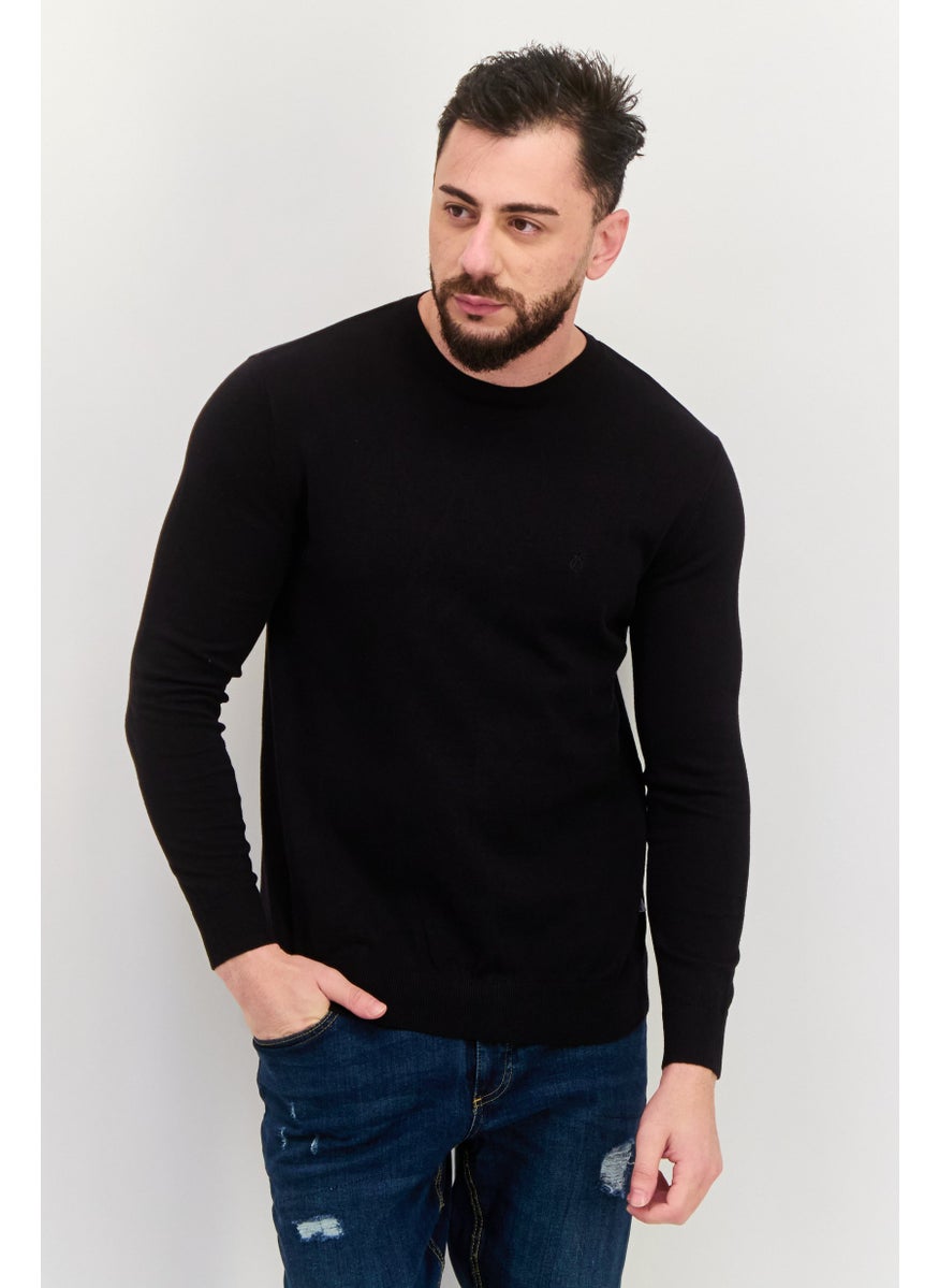 Peter Werth - Men Crew Neck Knitted Long Sleeves Sweater, Black - Image 1
