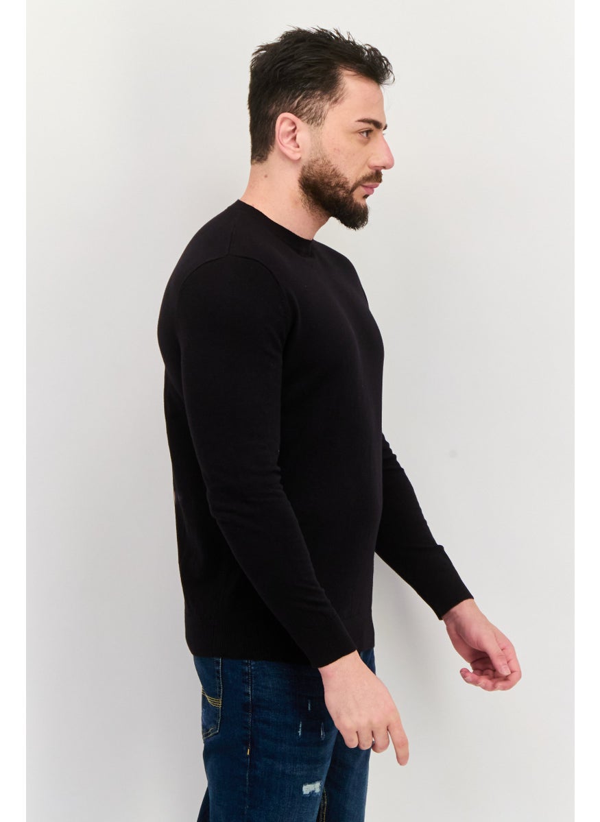 Peter Werth - Men Crew Neck Knitted Long Sleeves Sweater, Black - Image 1