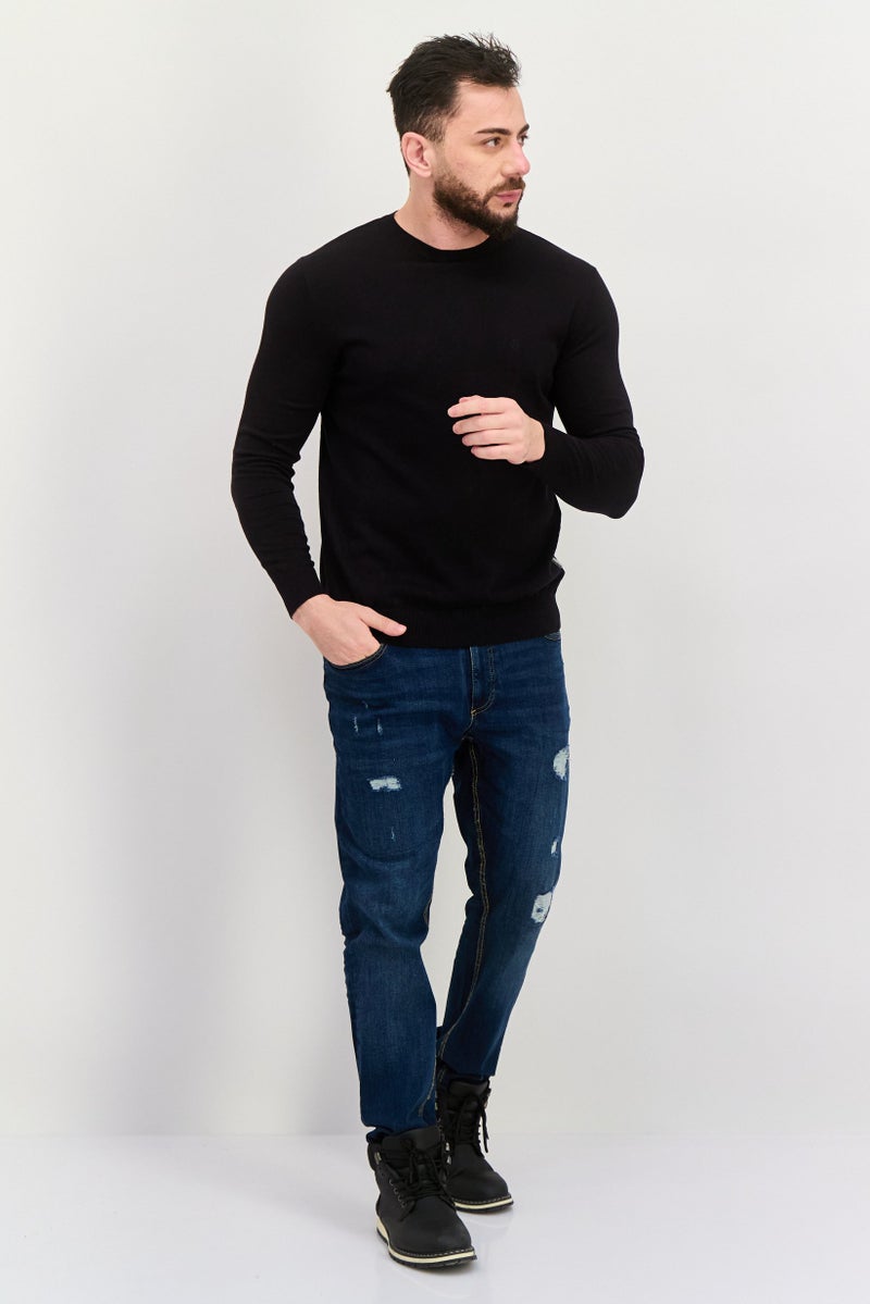 Peter Werth Men Crew Neck Knitted Long Sleeves Sweater, Black - Image 4