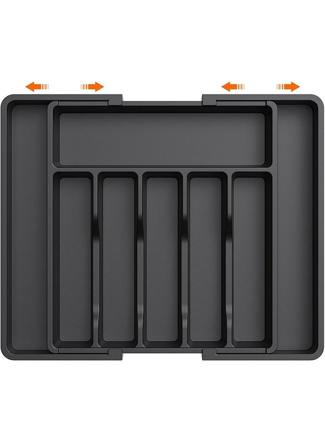 XiuWoo Expandable Silverware Drawer Organizer – Adjustable Utensil Tray for Kitchen Drawers, Compact Cutlery Storage for Spoons, Forks, Knives – BPA-Free, Large Capacity - Image 1