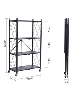 Chulovs Foldable Storage Shelves on Wheels, 4 Tier Shelves for Storage, Large Capacity Metal Shelving Units, No Assembly Storage Rack for Garage, Kitchen, Basement, Kitchen Shelf Organizer  - Image 3