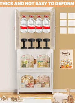 Generic Portable Kids Closet Foldable Combination Wardrobe Baby Children's Clothes Toys Storage Cabinet Plastic Free Installation Snack Cabinet(1 Tall+2 Low）  - Image 4