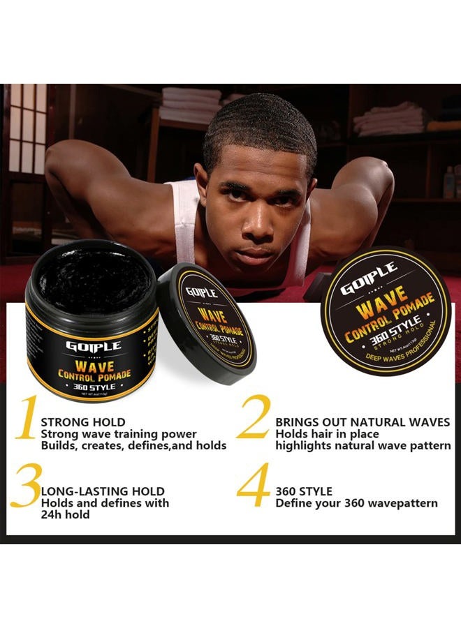 Goiple Natural Wave Pomade for Men Strong Hold, Easy Wash 360 Wave Training Hair Cream, Waves Grease for Men Promotes Layered Waves, Moisture, Control and Silky Shine 4oz - Image 4