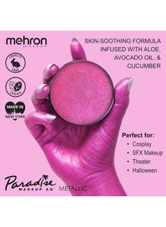 mehron Mehron Makeup Paradise Makeup AQ Pro Size | Stage & Screen, Face & Body Painting, Special FX, Beauty, Cosplay, and Halloween | Water Activated Face Paint & Body Paint 1.4 oz (40 g) (Metallic Fuchsia)  - Image 2