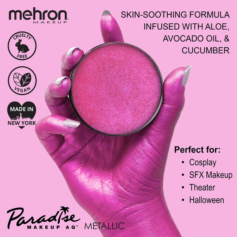 Mehron Paradise FX Metallics â€“ Metallic Fuchsia 1.4 oz | Professional Water Activated Shimmering Metallic Paint for Raves, Costumes, Special Effects, Halloween, Stage, Screen, Theater & Cosplay FX - Image 2