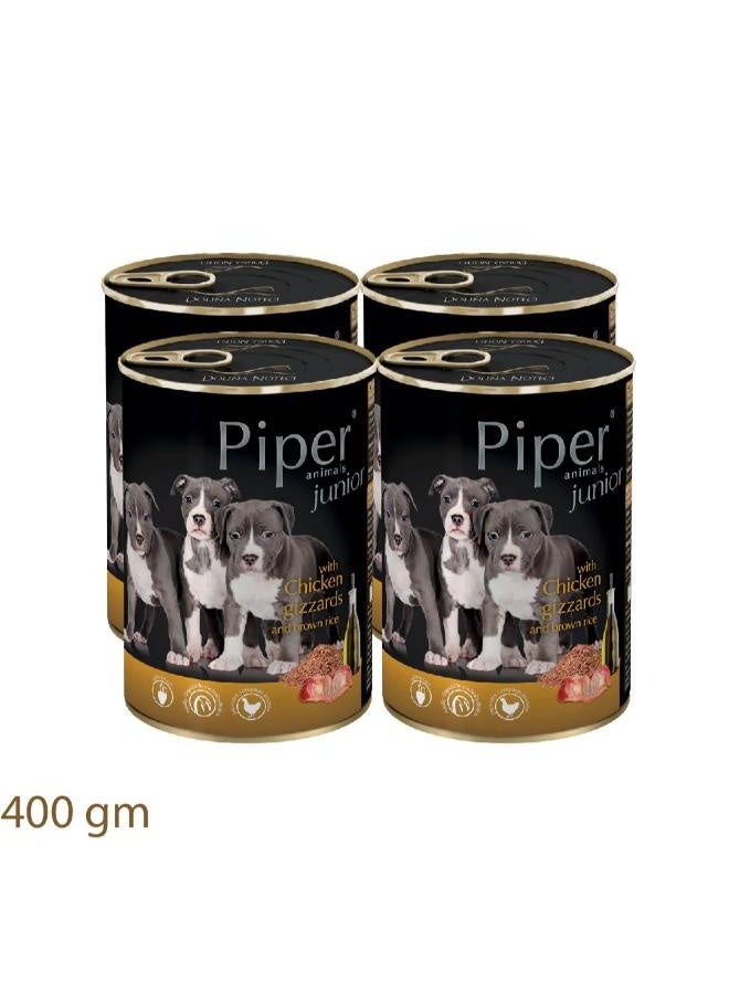 PIPER JUNIOR WITH CHICKEN GIZZARDS AND BROWN RICE 24x400 G