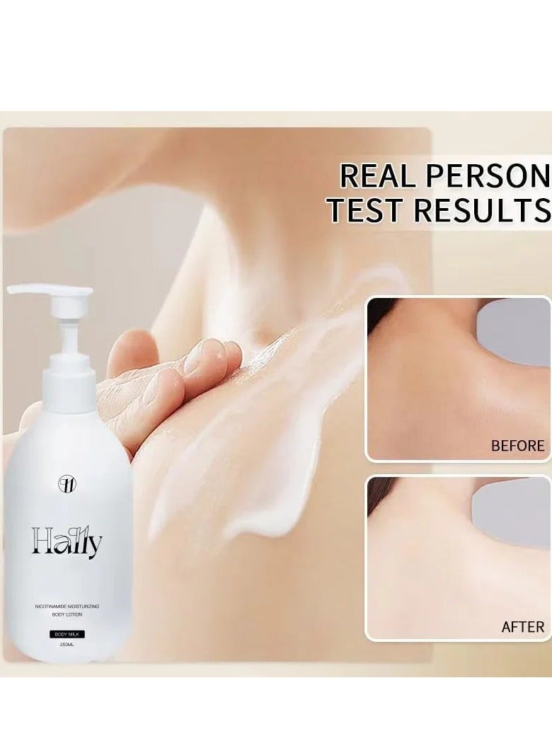 Hally Moisturizing & Brightening Body Lotion: Deeply Hydrating & Niacinamide for Even Skin Tone, Fast-Absorbing, 250ml - Image 2