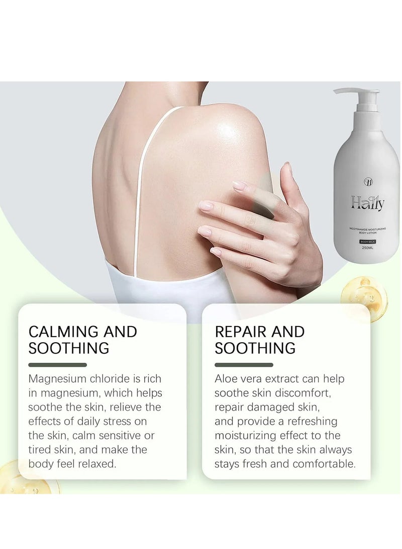 Hally Moisturizing & Brightening Body Lotion: Deeply Hydrating & Niacinamide for Even Skin Tone, Fast-Absorbing, 250ml - Image 4