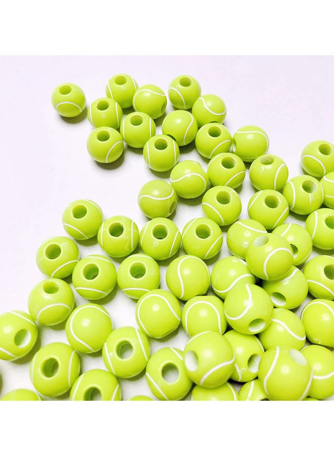 Acrylic Tennis Ball Beads Set, Can Be Used to Make Bracelets, Jewelry Accessories, Chains and Earrings, 100 Pieces 12mm  - Image 1