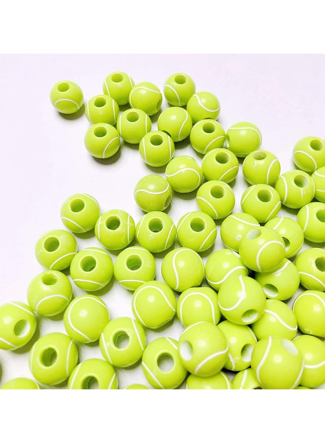 Acrylic Tennis Ball Beads Set, Can Be Used to Make Bracelets, Jewelry Accessories, Chains and Earrings, 100 Pieces 12mm  - Image 2